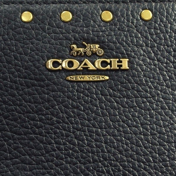 Coach Wallet In Gift Box Accordion Zip With Rivets Black # 32742