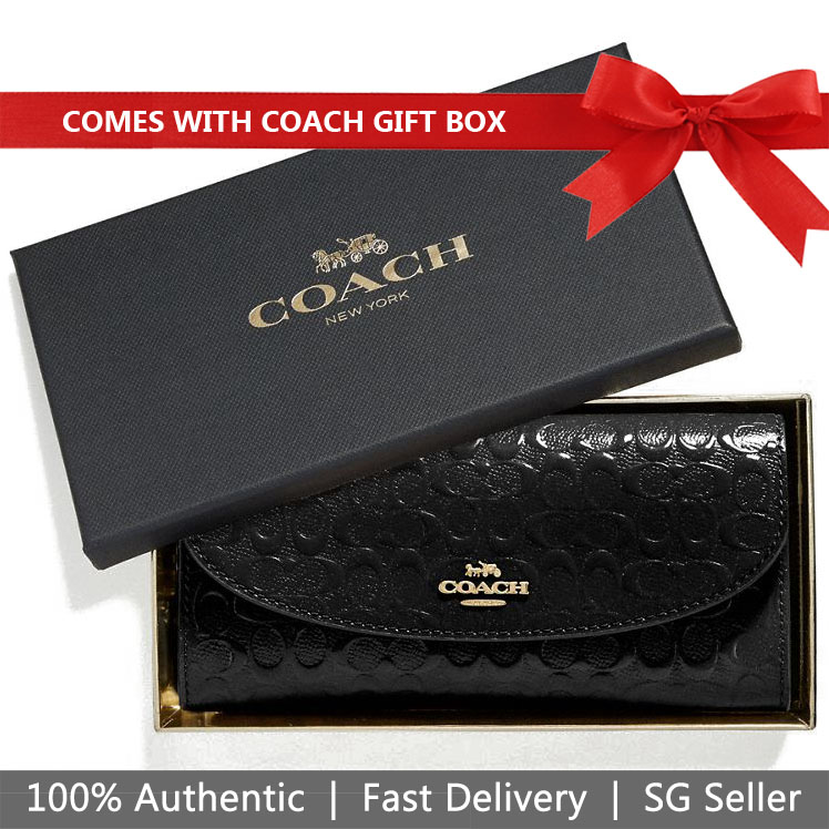Coach Wallet In Gift Box Boxed Slim Envelope Wallet In Signature Leather Black # F39134
