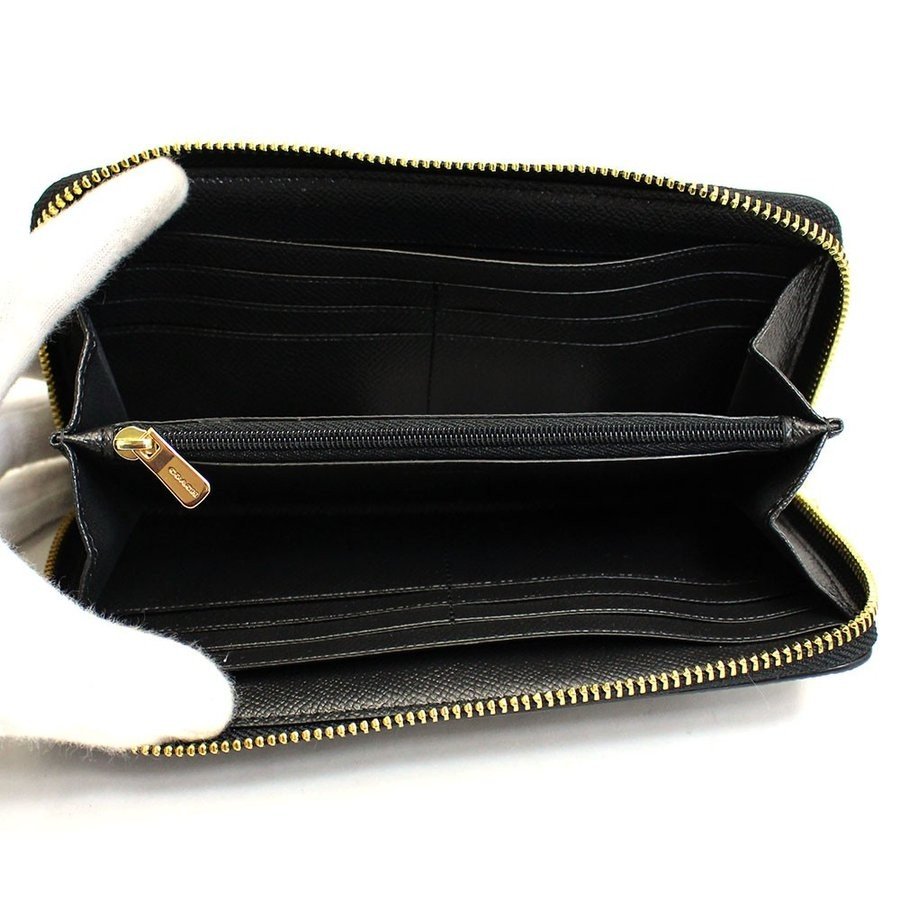 Coach Wallet In Gift Box Long Wallet Accordion Zip Wallet With Heart Bandana Rivets Black # F67495