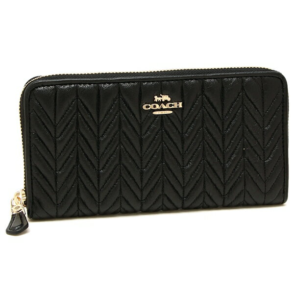 Coach Wallet In Gift Box Long Wallet Accordion Zip Wallet With Quilting Black # F75802