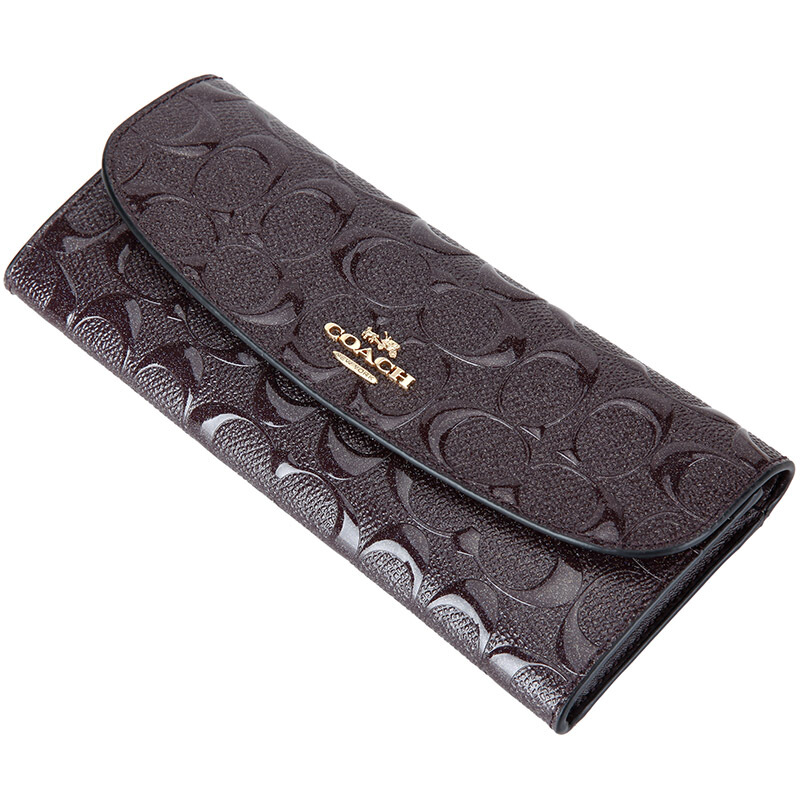 Coach Wallet In Gift Box Long Wallet Boxed Soft Wallet With Charms Oxblood Dark Red # F23397