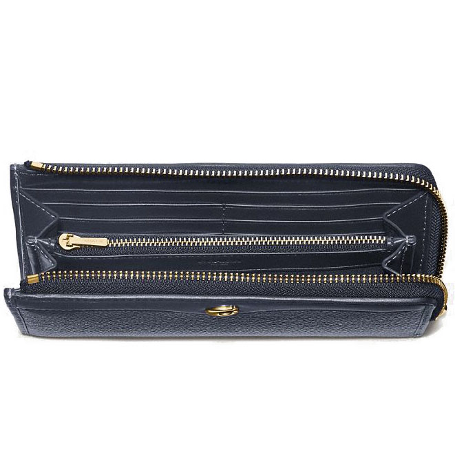 Coach Wallet In Gift Box Long Wallet L-Zip Wallet Midnight Navy Dark Blue # F39310