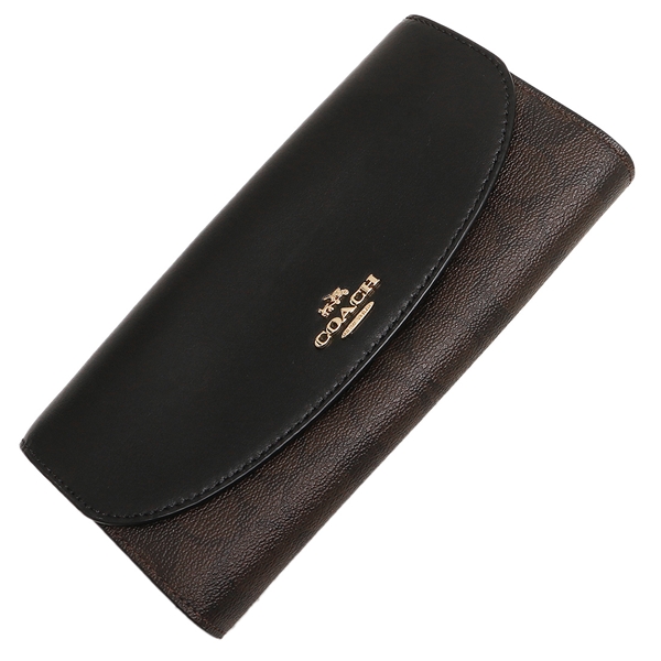 Coach Wallet In Gift Box Long Wallet Slim Envelope Wallet In Signature Brown / Black # F54022