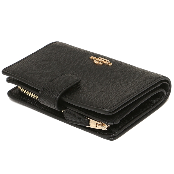 Coach Wallet In Gift Box Medium Corner Zip Wallet In Crossgrain Leather Black # F11484