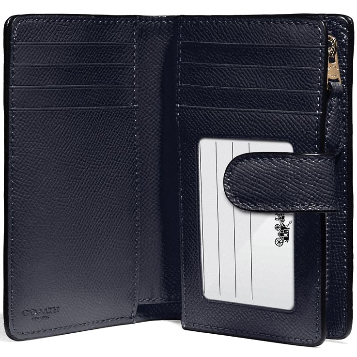 Coach Medium Wallet Medium Corner Zip Wallet In Crossgrain Leather Midnight Dark Blue # F11484