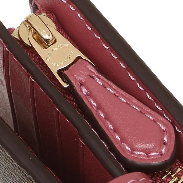 Coach Wallet In Gift Box Medium Corner Zip Wallet In Signature Canvas Medium Wallet Brown / Strawberry # F23553