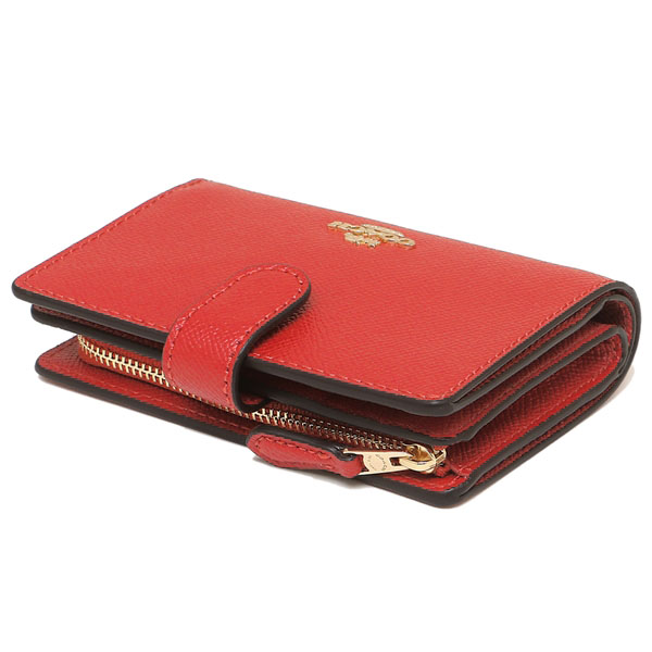 Coach Wallet In Gift Box Medium Wallet Medium Corner Zip Wallet In Crossgrain Leather Bright Red # F11484