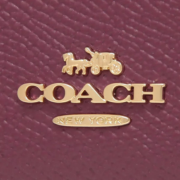 Coach Wallet In Gift Box Medium Wallet Medium Corner Zip Wallet In Crossgrain Leather Dark Berry # F11484