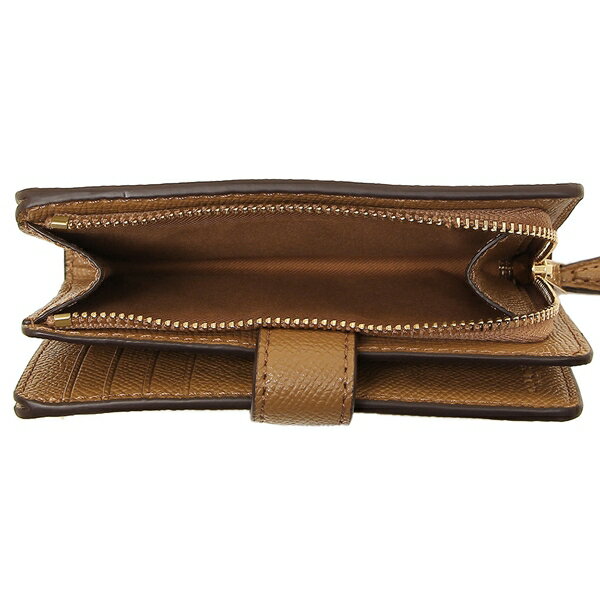Coach Wallet In Gift Box Medium Wallet Medium Corner Zip Wallet In Crossgrain Leather Light Saddle Brown # F11484