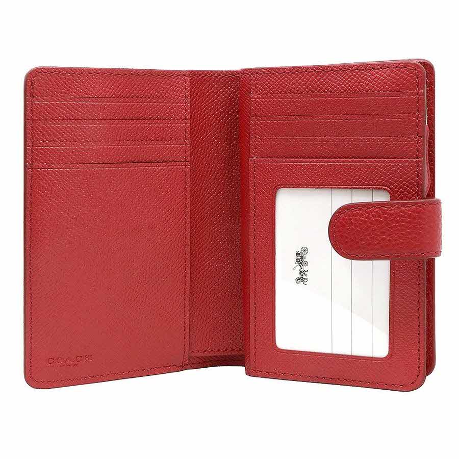 Coach Wallet In Gift Box Medium Wallet Medium Corner Zip Wallet In Pebble Leather True Red # 68398E