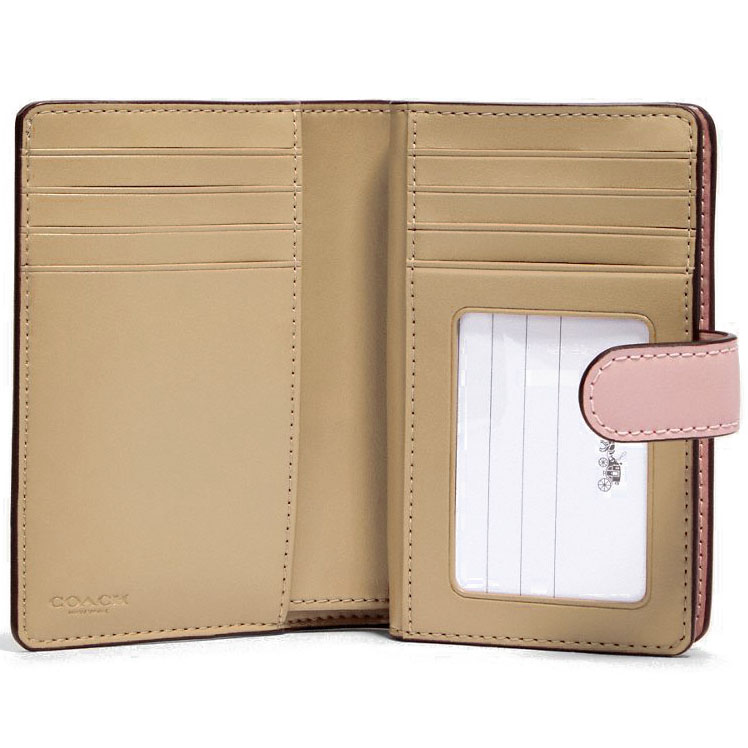 Coach Wallet In Gift Box Medium Wallet Medium Corner Zip Wallet With Rose Bouquet Print Blossom Pink # 91750