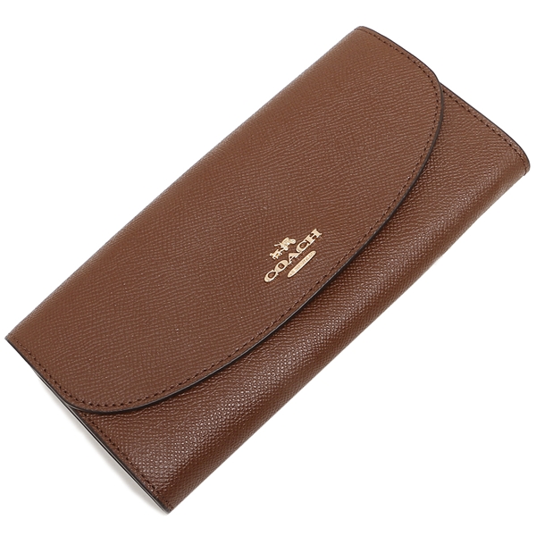 Coach Long Wallet Slim Envelope Wallet In Crossgrain Leather Saddle Brown 2 # F54009