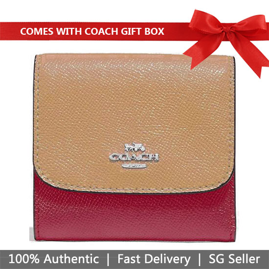 Coach Wallet In Gift Box Small Wallet In Colorblock Pink / Silver # F29450