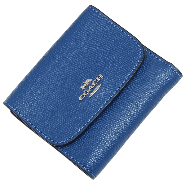 Coach Wallet In Gift Box Small Wallet In Crossgrain Leather Atlantic Blue / Silver # F87588