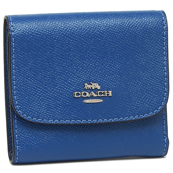 Coach Wallet In Gift Box Small Wallet In Crossgrain Leather Atlantic Blue / Silver # F87588
