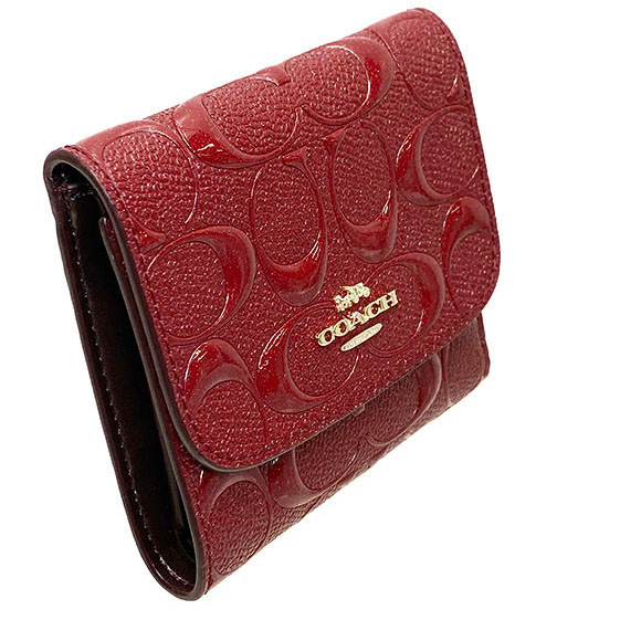 Coach Wallet In Gift Box Small Wallet In Signature Leather Cherry Red # F88907