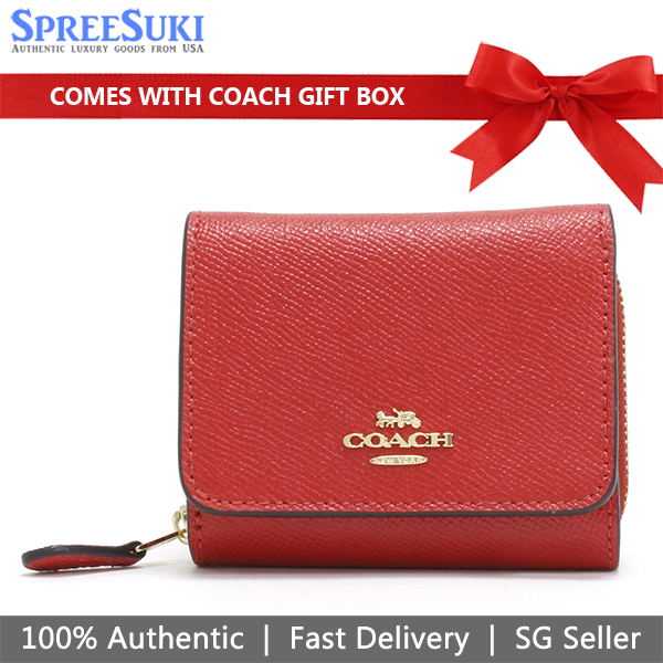Coach Wallet In Gift Box Small Wallet Small Trifold Wallet Bright Red # F37968