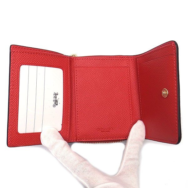 Coach Wallet In Gift Box Small Wallet Small Trifold Wallet Bright Red # F37968