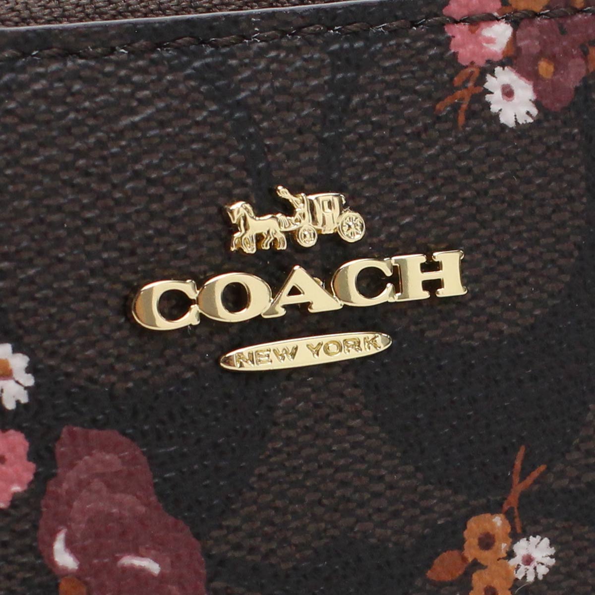 Coach Wallet In Gift Box Small Wallet Small Zip Around Wallet In Signature Canvas Bouquet Print Brown # F31955