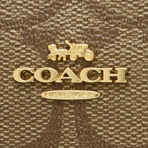 Coach Small Wallet Small Zip Around Wallet In Signature Canvas Khaki / Saddle Brown # F30308