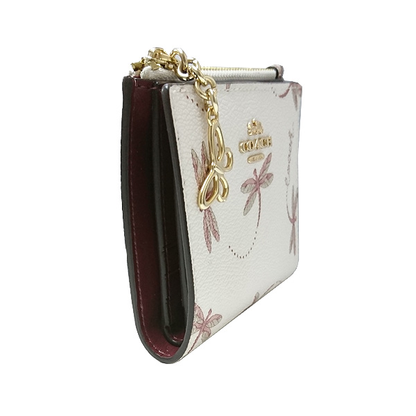 Coach Wallet In Gift Box Small Wallet Snap Card Case With Dragonfly Print Chalk Off White # F76879