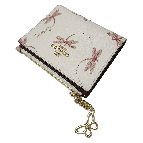 Coach Wallet In Gift Box Small Wallet Snap Card Case With Dragonfly Print Chalk Off White # F76879