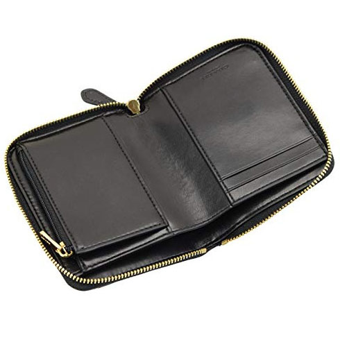 Coach Wallet In Gift Box Small Zip Around Wallet In Signature Leather Black # F67569