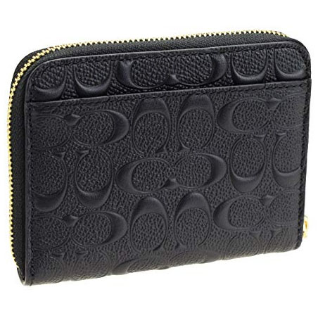 Coach Wallet In Gift Box Small Zip Around Wallet In Signature Leather Black # F67569