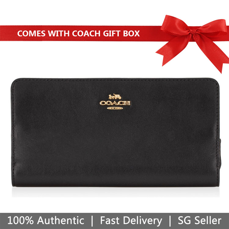 Coach Wallet In Gift Box Smooth Wallet Black # 68399