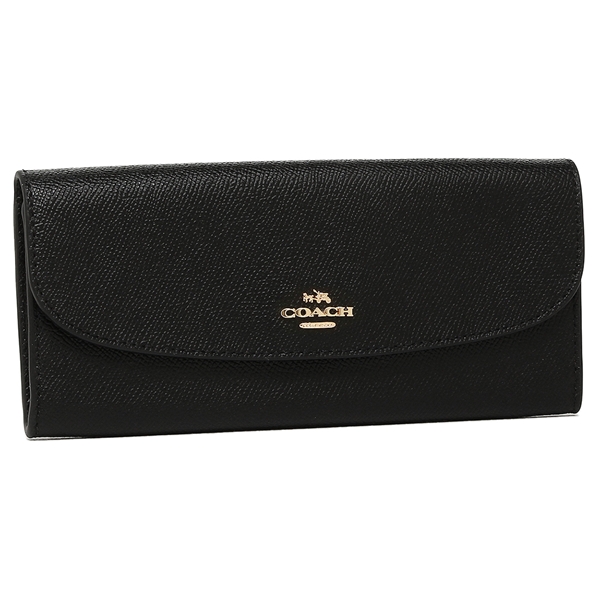 Coach Wallet In Gift Box Soft Wallet In Crossgrain Leather Black / Gold # F59949