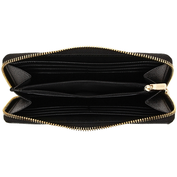 Coach Wallet In Gift Box Crossgrain Leather Accordion Zip Wallet Black # F54007