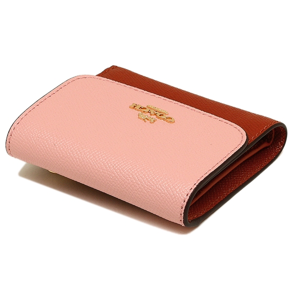 Coach Wallet In Gift Box Small Wallet In Colorblock Blush Terracotta Pink Red # F26458