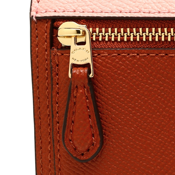 Coach Wallet In Gift Box Small Wallet In Colorblock Blush Terracotta Pink Red # F26458