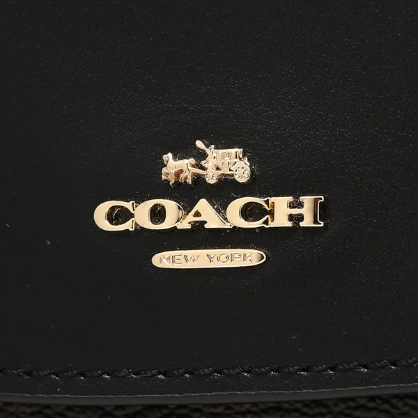 Coach Small Wallet In Signature Coated Canvas Black / Brown # F87589