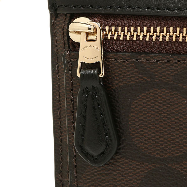 Coach Small Wallet In Signature Coated Canvas Black / Brown # F87589