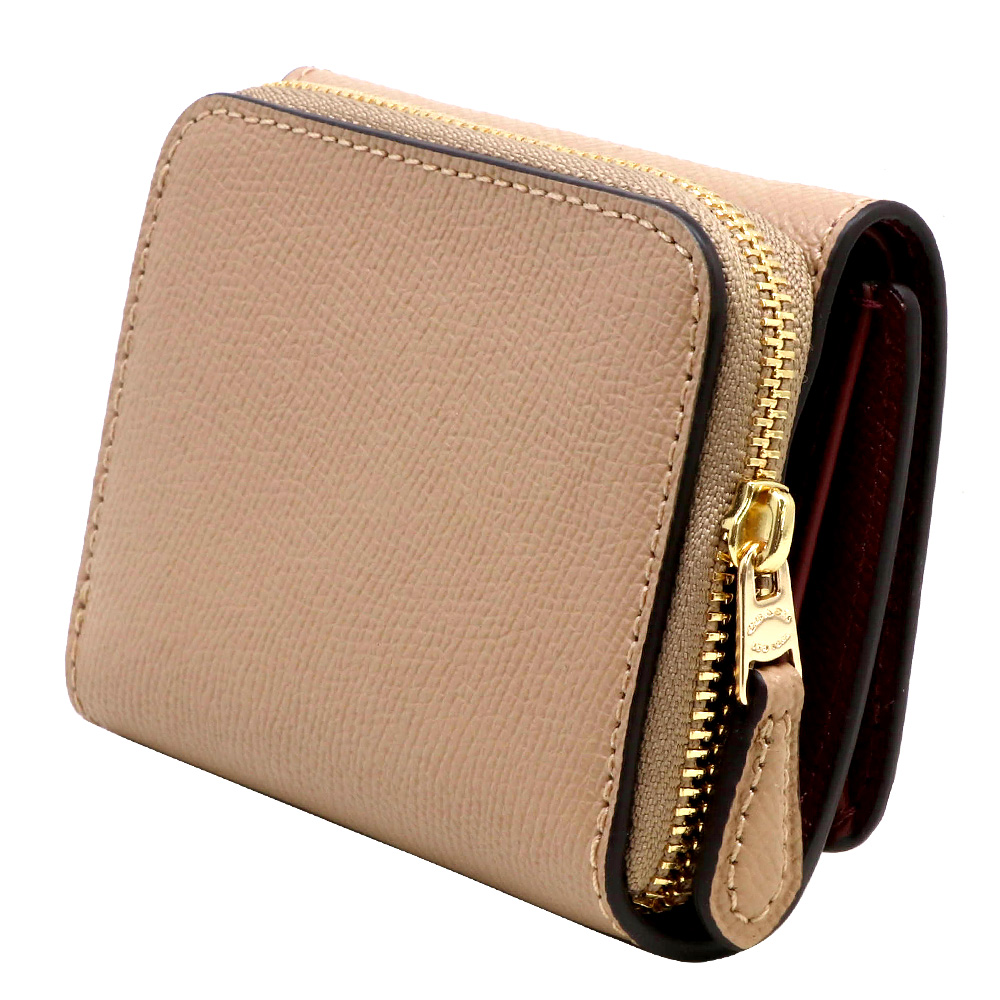 Coach Small Trifold Wallet Taupe Nude Beige # 37968