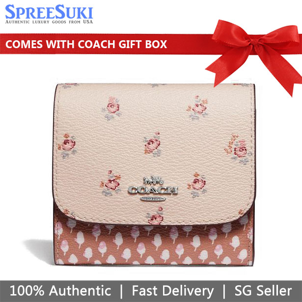 Coach Small Wallet With Floral Ditsy Print Light Pink # F67618