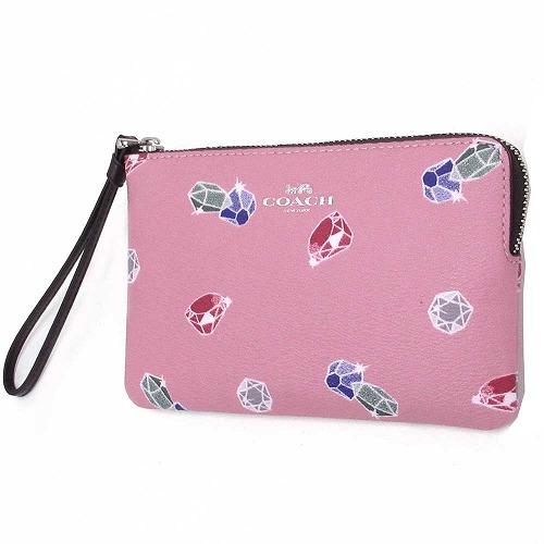 Coach Wristlet In Gift Box Disney X Coach Corner Zip Wristlet With Snow White Gems Print Small Wristlet Tulip Purple # F73581