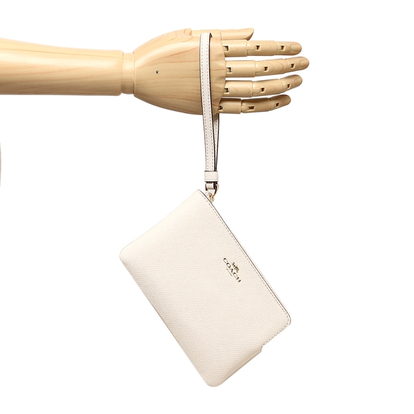 Coach Wristlet In Gift Box Small Wristlet Corner Zip Wristlet In Crossgrain Leather Chalk Off White # 58032