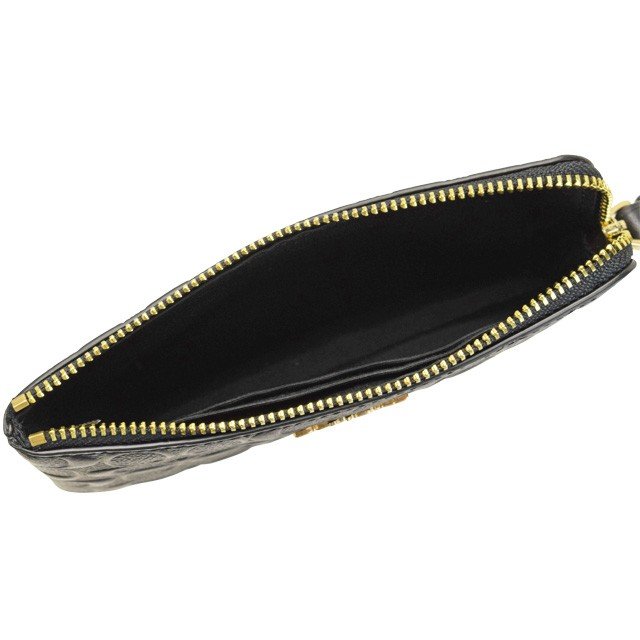 Coach Wristlet In Gift Box Small Wristlet Corner Zip Wristlet In Signature Leather Black # F67555