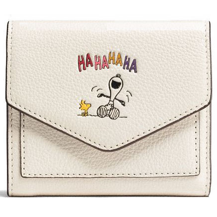 Coach X Peanuts Snoopy Woodstock Leather Small Wallet Collector's Edition Chalk White # 16121B