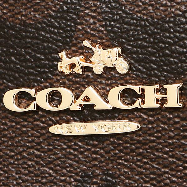 Coach Zip Top Tote In Signature Shoulder Bag Gold / Brown / Black # F58294
