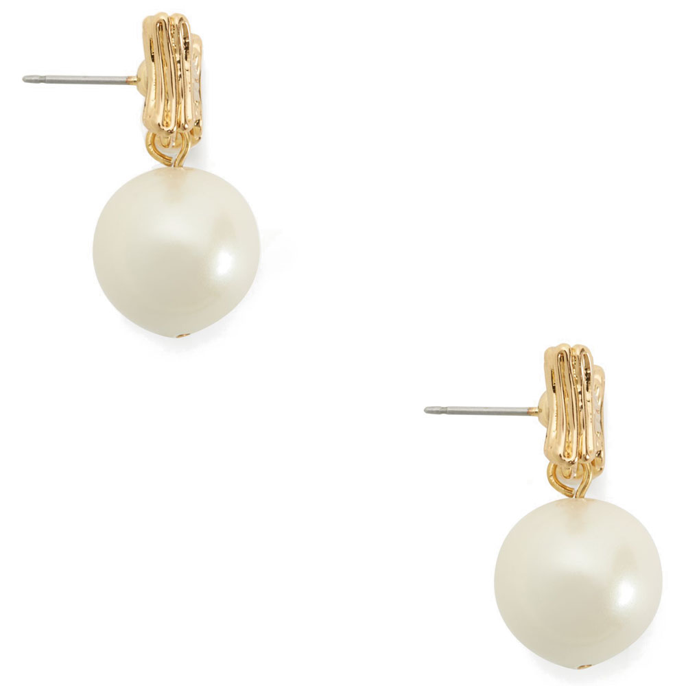 Kate Spade All Wrapped Up In Pearls Drop Earrings Cream / Gold # O0RU2699