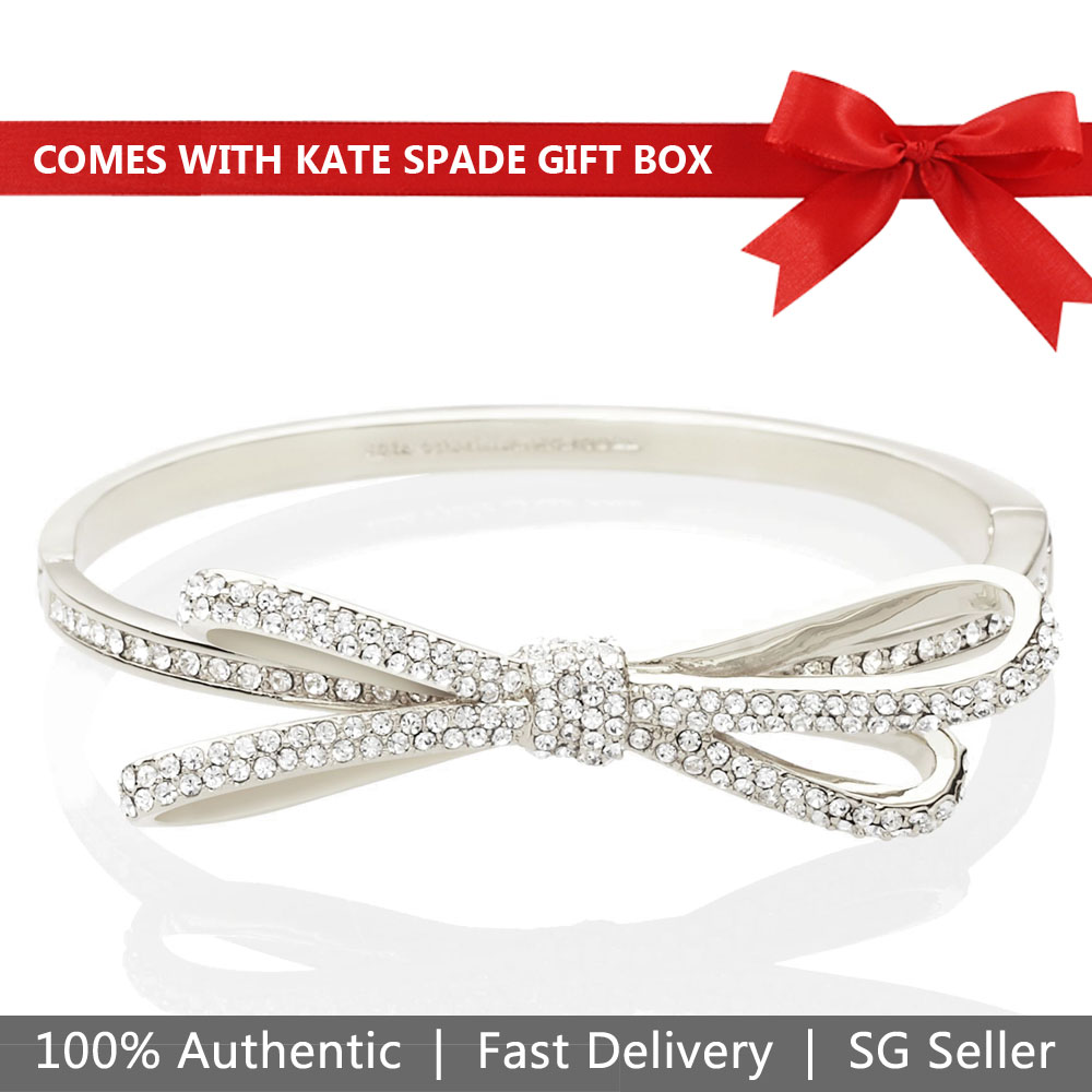 Kate Spade Bangle Bracelet In Gift Box Tied Up Pavenue Bow Hinge Bangle Bracelets Jewellery Silver # O0RU2707