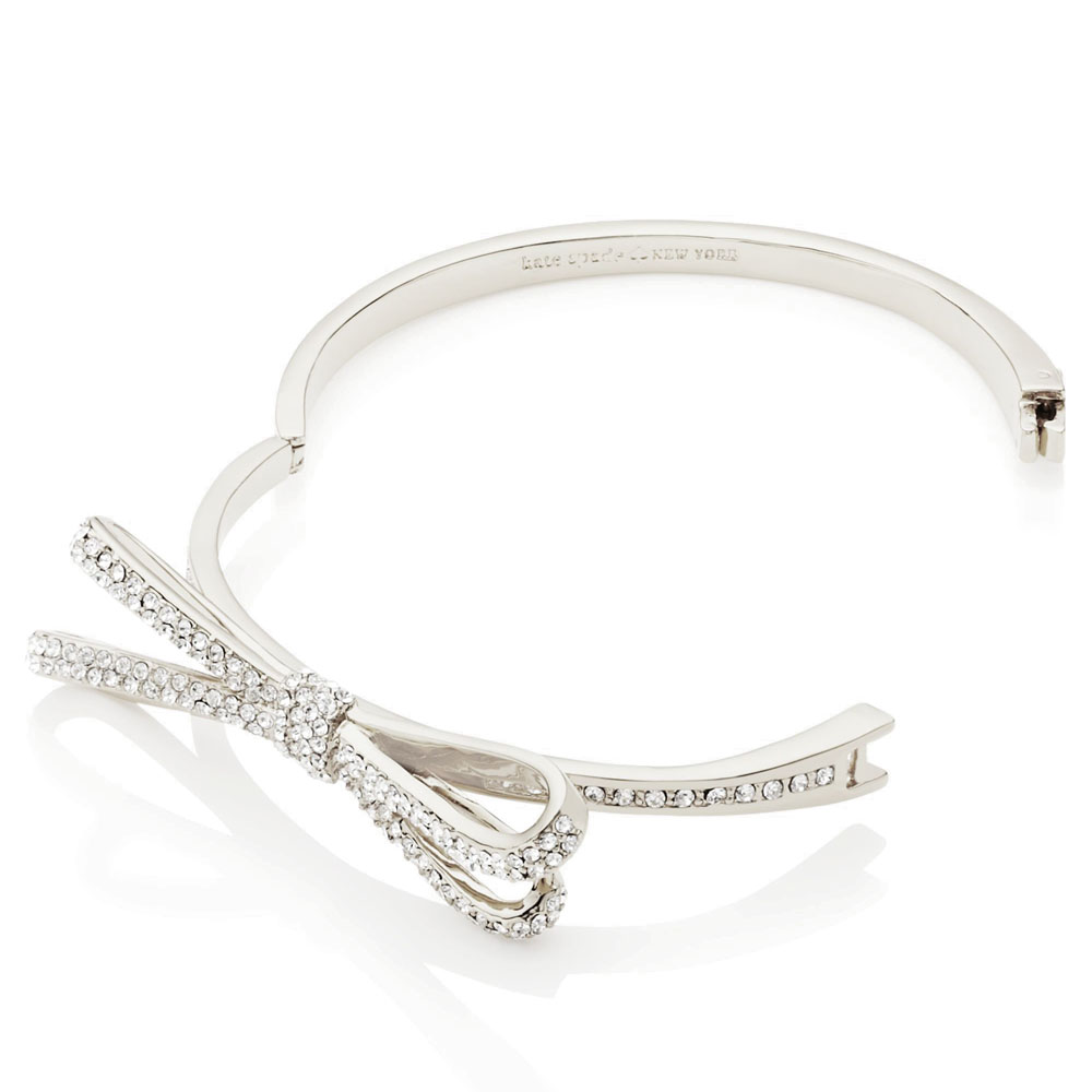 Kate Spade Bangle Bracelet In Gift Box Tied Up Pavenue Bow Hinge Bangle Bracelets Jewellery Silver # O0RU2707