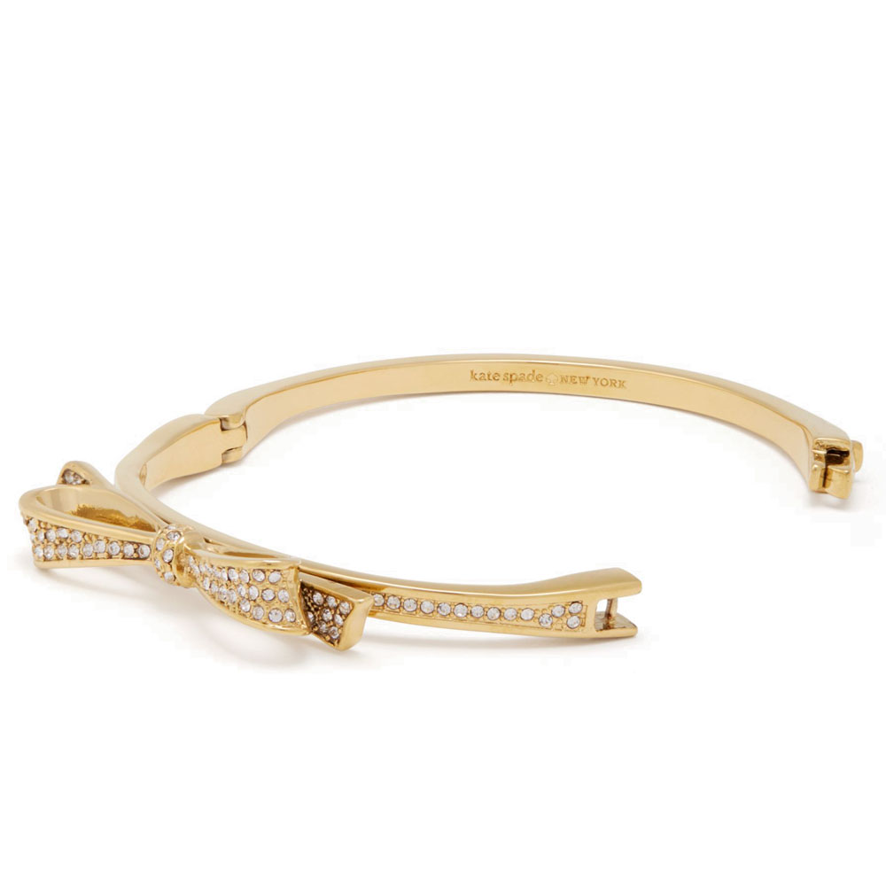 Kate Spade Bangle In Gift Box Love Notes Pave Hinged Gold Bracelet Gold # O0RU1148