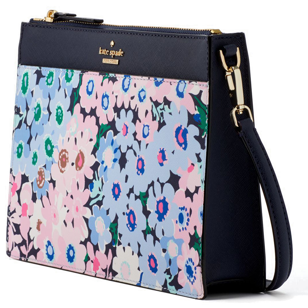Kate Spade Cameron Street Daisy Garden Clarise Crossbody Bag Clutch Blue Pink Flowers Multi # PXRU8887