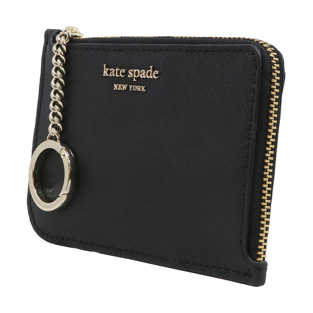 Kate Spade Card Case In Gift Box Cameron Medium Lzip Card Holder Black # WLRU5439