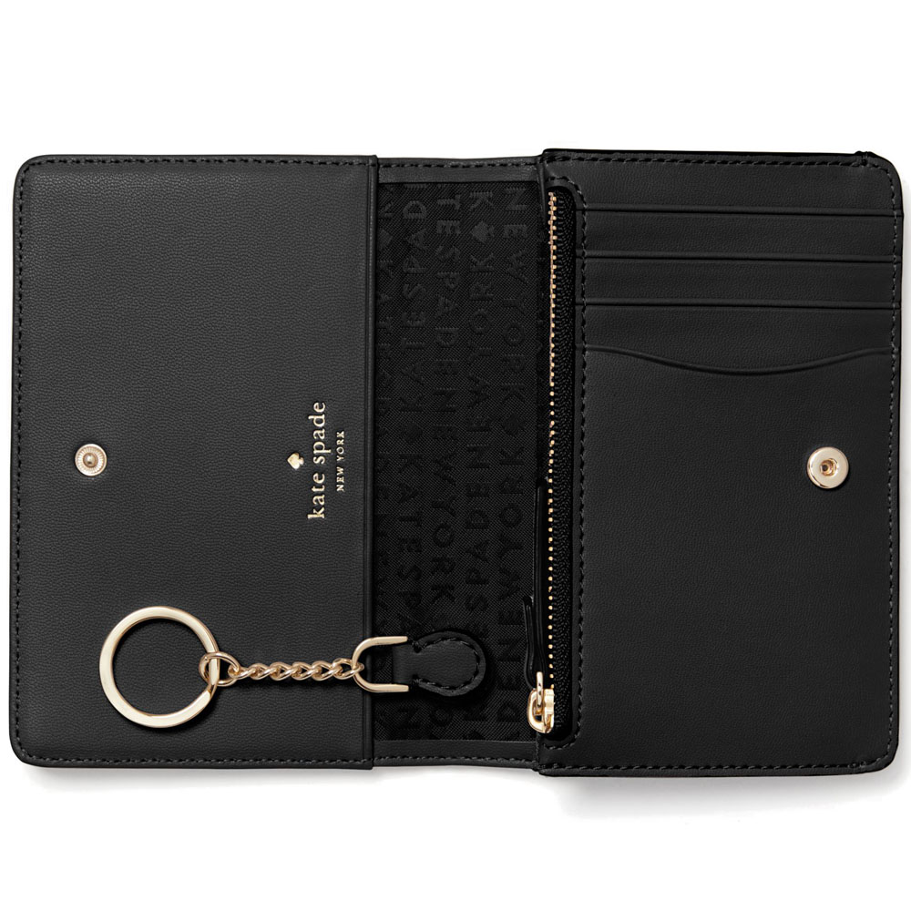 Kate Spade Card Key Holder In Gift Box Larchmont Avenue Regina Card Key Holder Black # WLRU5000