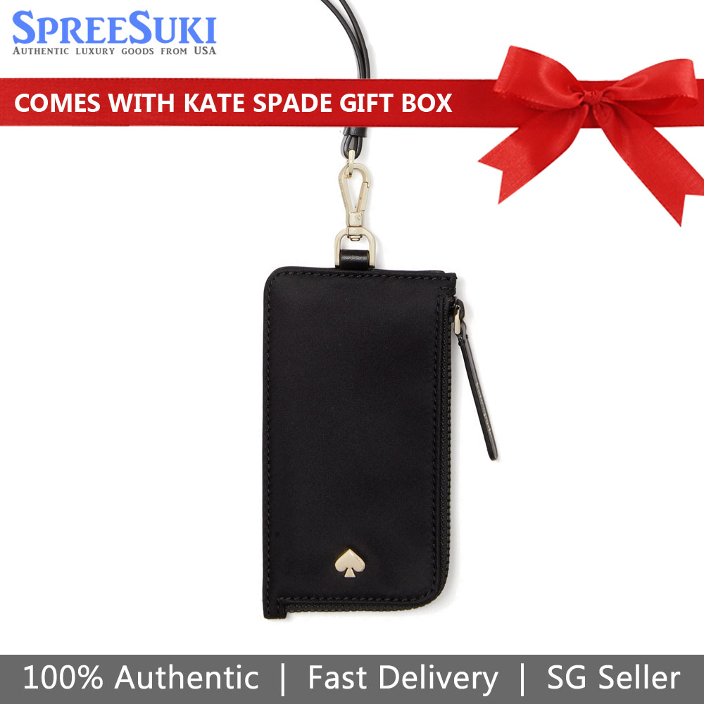 Kate Spade Jae Card Case Lanyard Black # WLRU5927